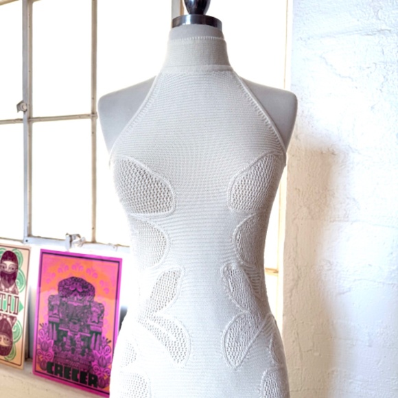 And other stories Floral Pointelle-Knit Halterneck Dress NWOT - Picture 5 of 8